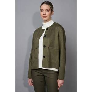 NEW PICADILLY button front faux suede jacket in capers
